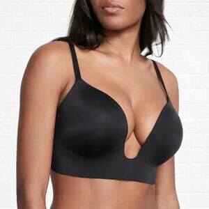 Victoria's Secret extreme plunge padded adjustable black bra B Small Underwire